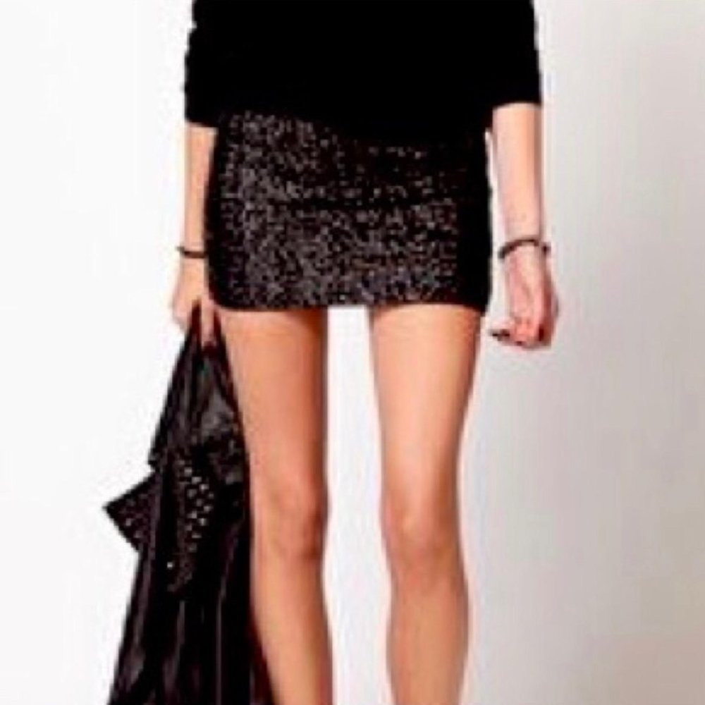Tart Marguerite Sequin Skirt Black Sz XS